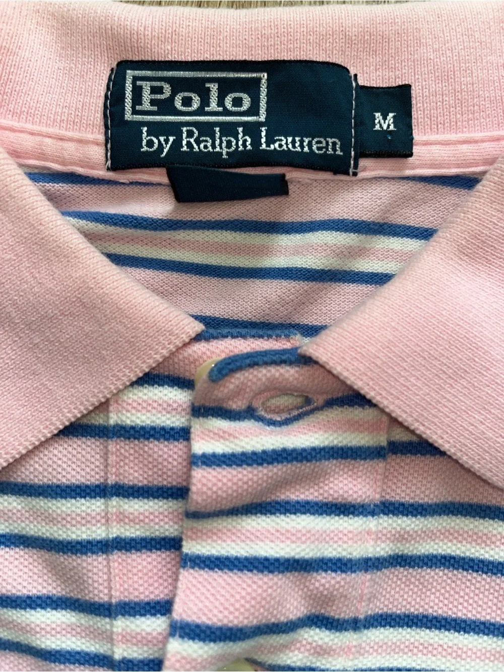 Ralph Lauren Pink Striped Polo with Navy & White Stripes
